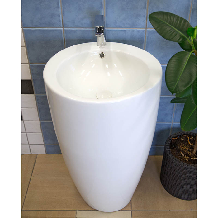 Lavoar stativ, Fluminia, Milady-50, back to wall, rotund, alb [5]