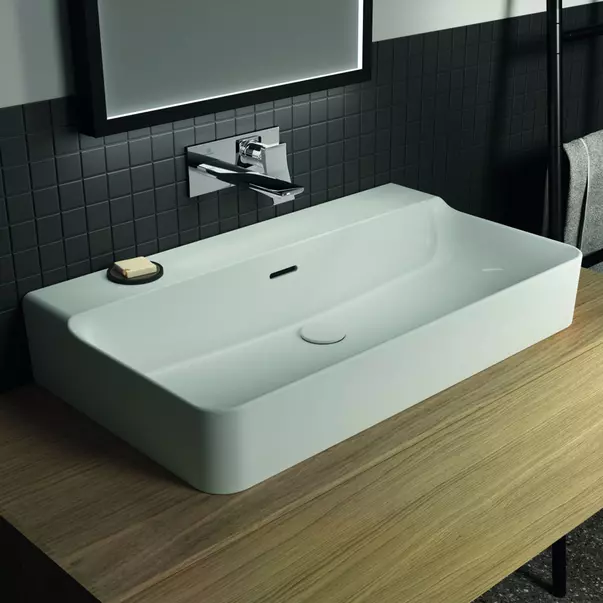 Lavoar suspendat Ideal Standard Atelier Conca 80 cm alb lucios cu orificiu preaplin [2]