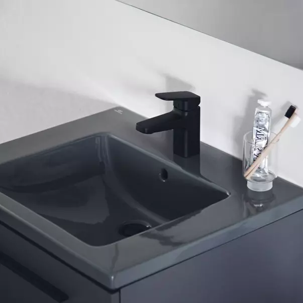 Lavoar suspendat Ideal Standard i.life B gri lucios 61 cm cu orificiu baterie si preaplin [5]