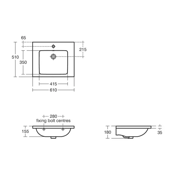 Lavoar suspendat Ideal Standard i.life B gri lucios 61 cm cu orificiu baterie si preaplin [12]