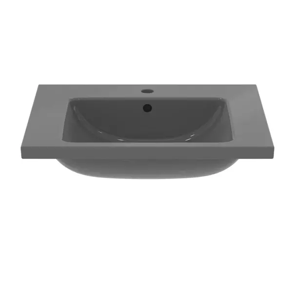 Lavoar suspendat Ideal Standard i.life B gri lucios 61 cm cu orificiu baterie si preaplin [10]