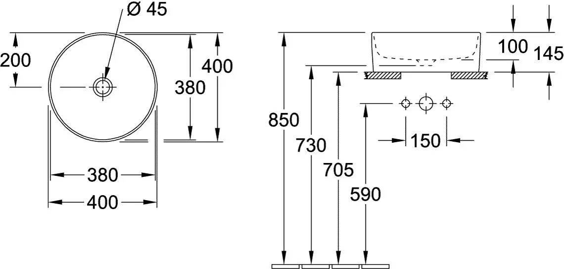 Lavoar Villeroy & Boch Collaro, pe blat, 400 mm, CeramicPlus, alb, 4A1840R1 [6]