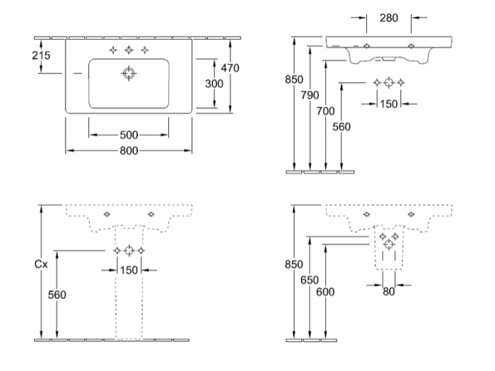 Lavoar Villeroy & Boch, Subway 2.0, 80 cm, alb alpin [2]