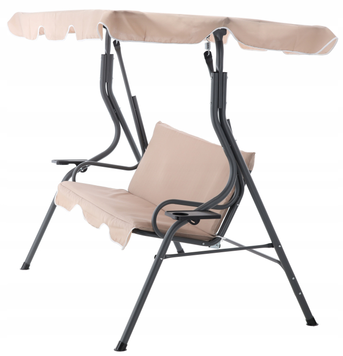 Leagan balansoar gradina 3 locuri maxim 220 kg poliester, design confortabil, bej inchis [8]