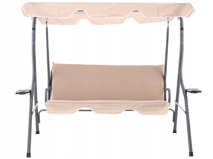 Leagan balansoar gradina 3 locuri maxim 220 kg poliester, design confortabil, bej inchis [5]