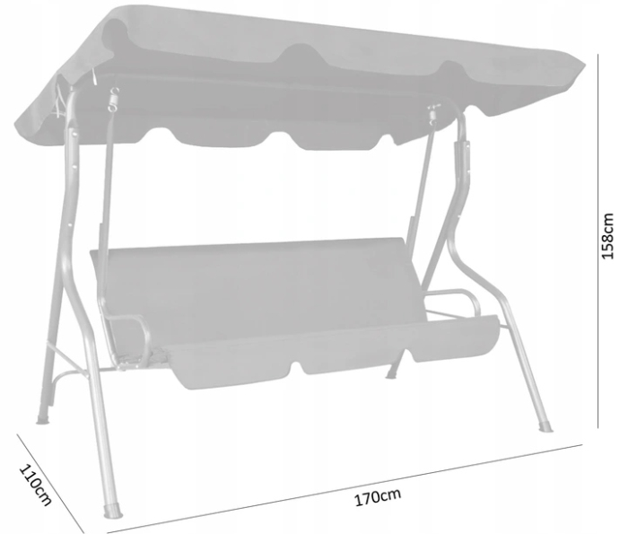 Leagan balansoar gradina Sersimo Cosenza, 3 locuri, 220kg, gri deschis [5]