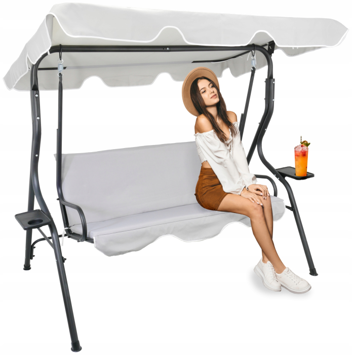 Leagan balansoar gradina Sersimo Cosenza, 3 locuri, 220kg, gri deschis [3]