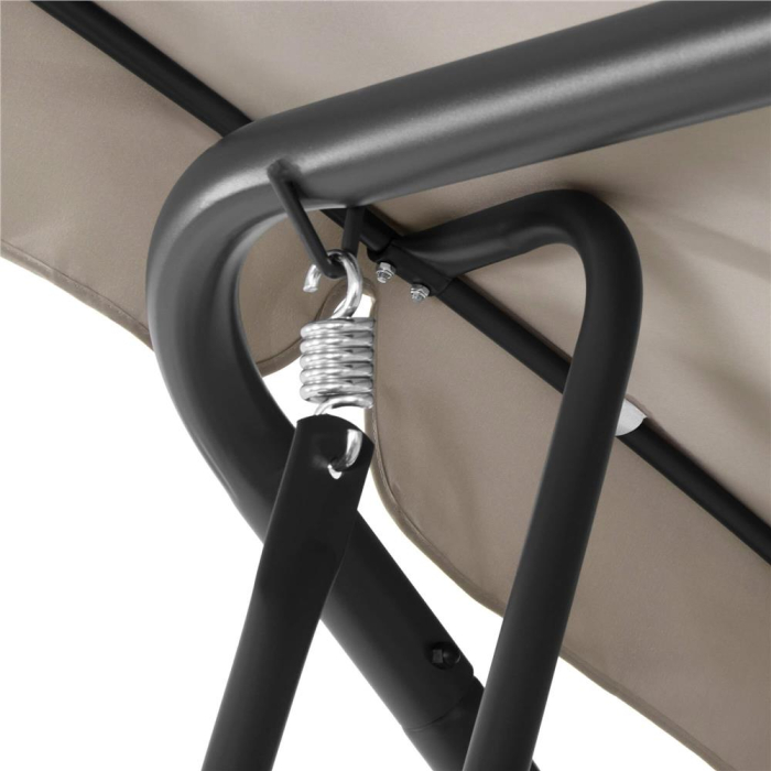 Leagan de gradina 190x115x176 cm, pentru 3 persoane, copertina reglabila, perne incluse, cadru otel si material impermeabil, bej [11]