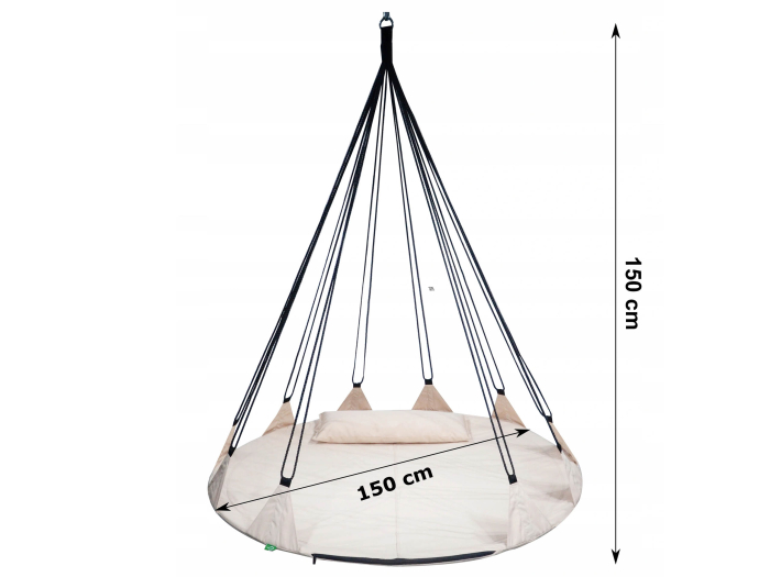 Leagan de gradina XXL Sersimo, suspendat tip pat, 150cm, bej [3]