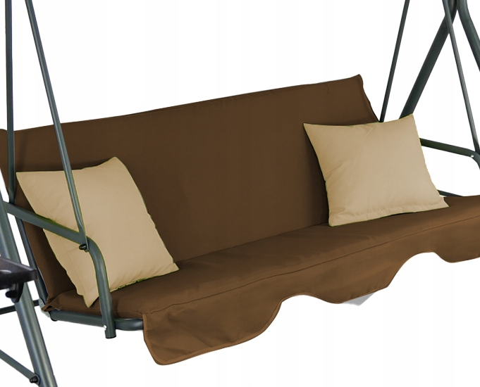 Leagan gradina 3 locuri 170x118x153 cm, cu perne, baldachin reglabil si masute laterale, structura otel, maro [4]