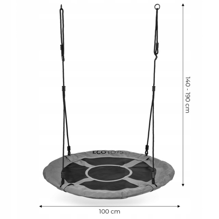 Leagan gradina tip cuib, diametru 100 cm, reglabil pe inaltime, maxim 150 kg, gri [4]