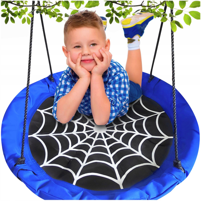 Leagan tip cuib Spider, 100cm, inaltime reglabila, 150 kg, Albastru Negru [2]