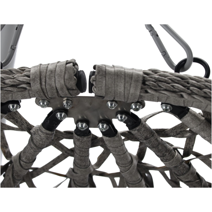 Leagan tip cuib suspendat, cu perna, cadru metalic si cos PE, 103x95x185 cm, gri [5]