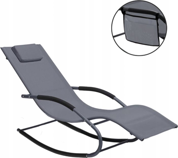 Leagan tip sezlong pentru gradina 148x63x87 cm, structura otel, textilen, design ergonomic, gri inchis [3]