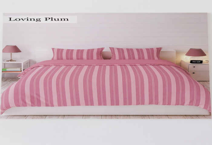 Lenjerie Brius de Pat 2 Pers. Natural Soft 4 Pcs, 40% bumbac, 60%poliester, Fata Perna 50x70 cm, Loving Plum [2]