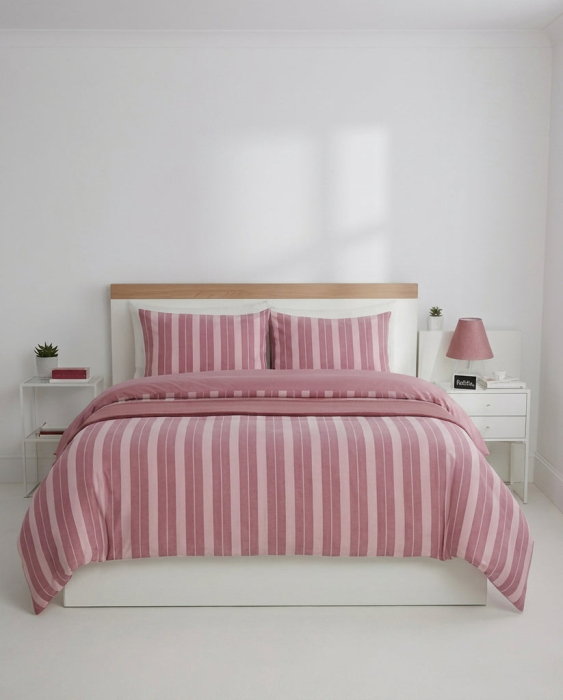 Lenjerie Brius de Pat 2 Pers. Natural Soft 4 Pcs, 40% bumbac, 60%poliester, Fata Perna 50x70 cm, Loving Plum [3]