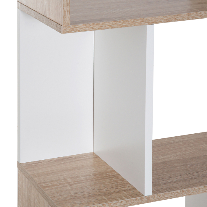  Librarie de Design Modern 4 rafturi Lemn Natural si Alb, 60x24x148cm [6]