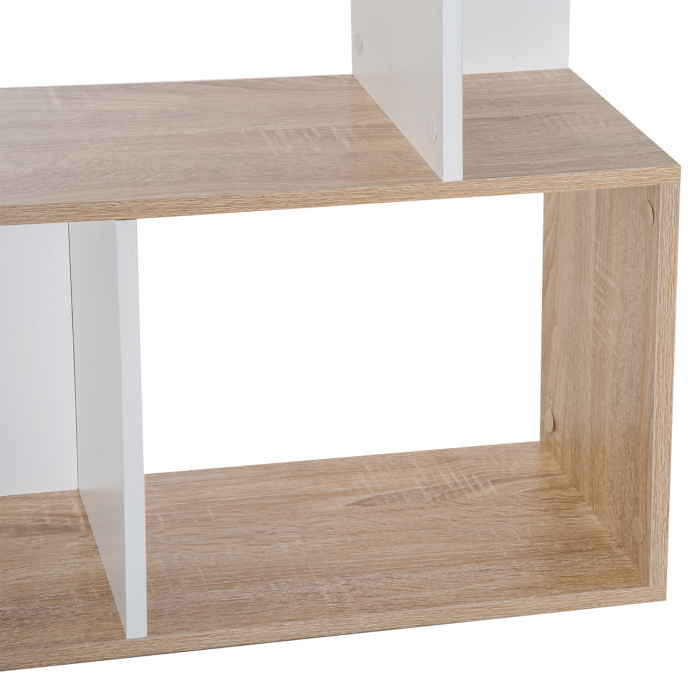  Librarie de Design Modern 4 rafturi Lemn Natural si Alb, 60x24x148cm [9]