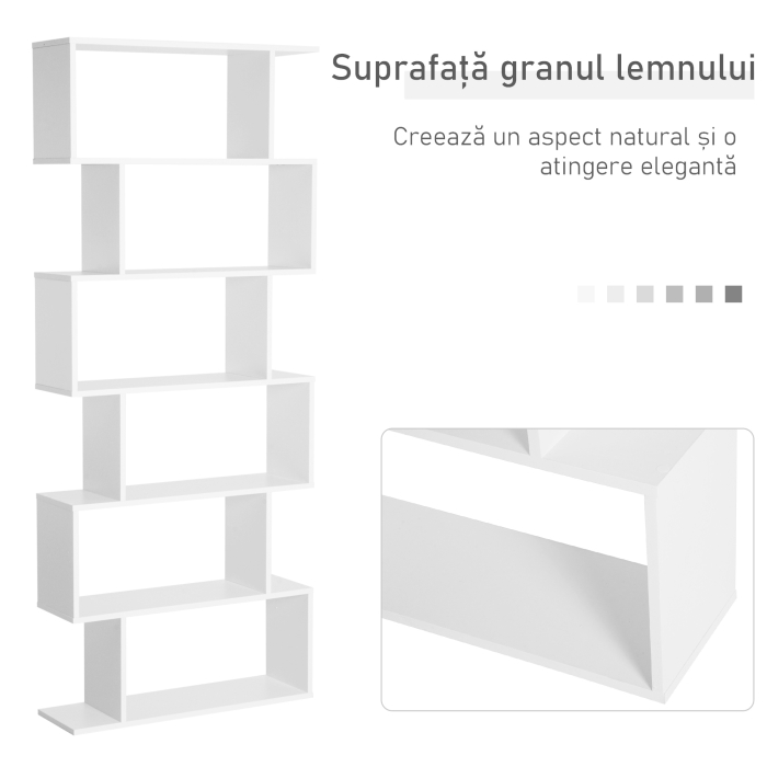  Librarie de Design Modern Rafturi Alb, 80x23x192cm [5]