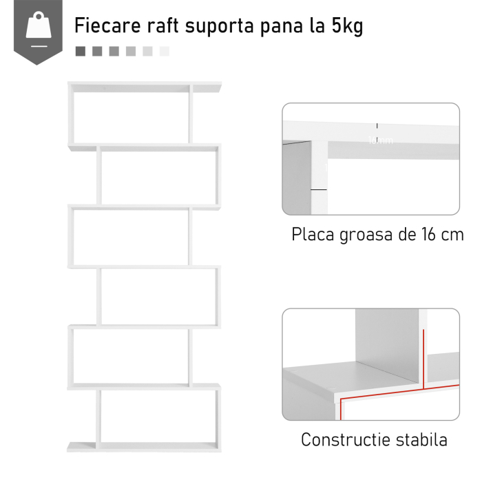  Librarie de Design Modern Rafturi Alb, 80x23x192cm [6]