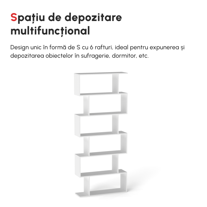  Librarie de Design Modern Rafturi Alb, 80x23x192cm [7]