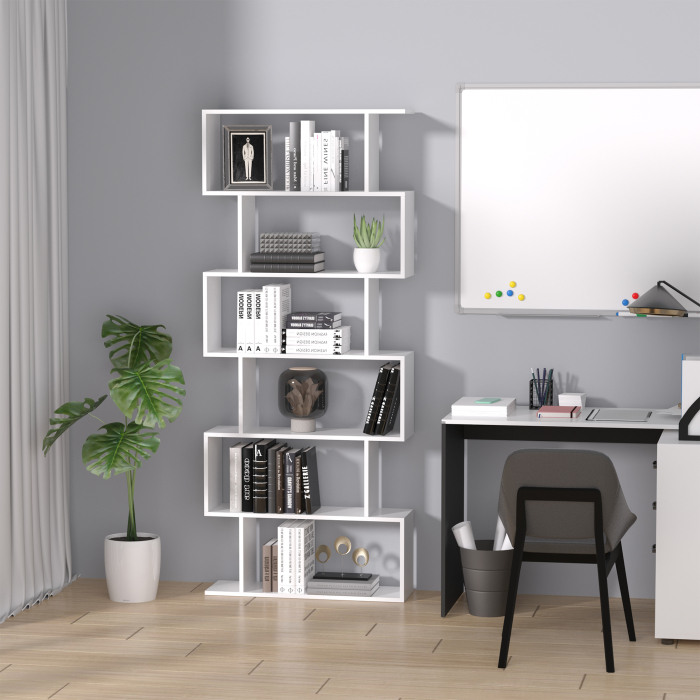  Librarie de Design Modern Rafturi Alb, 80x23x192cm [2]