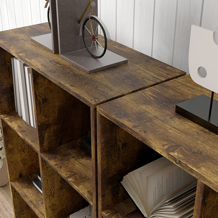  Libreria a Cubi con 6 Ripiani Portaoggetti in Legno dal Design Rustico, 61.5x29.5x91.5 cm, Marrone [8]