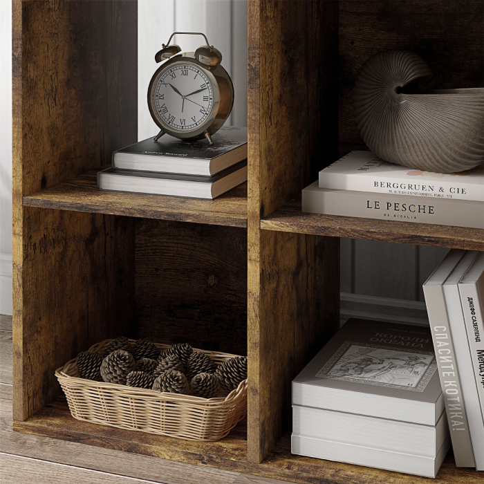  Libreria a Cubi con 6 Ripiani Portaoggetti in Legno dal Design Rustico, 61.5x29.5x91.5 cm, Marrone [9]