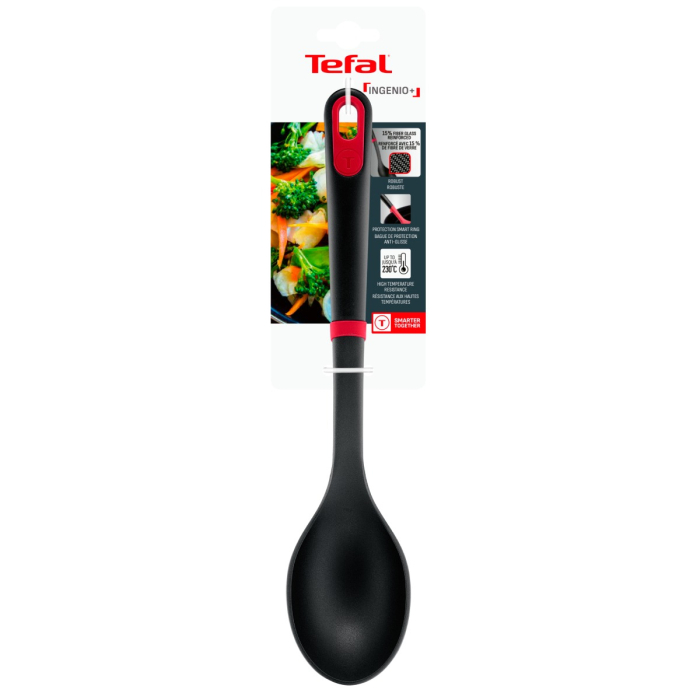Lingura pentru servire Tefal Ingenio+ K1980334, rezistenta la temperaturi inalte, compatibilitate cu masina de spalat vase, plastic, negru & rosu [10]