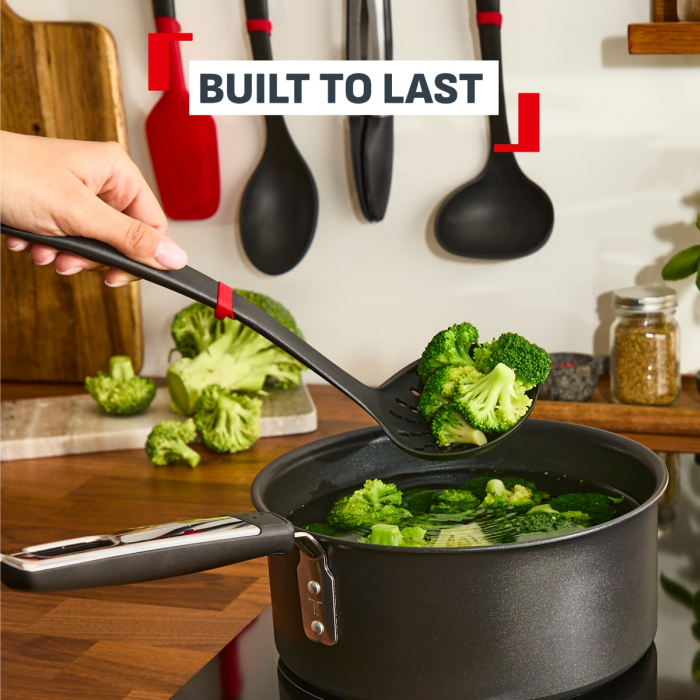 Lingura pentru strecurat Tefal Ingenio+ K1984334, rezistenta la temperaturi inalte, compatibilitate cu masina de spalat vase, plastic, negru & rosu [2]