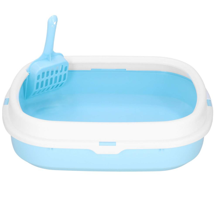 Litiera pisici lopatica plastic pp montaj simplu 2 piese, 40x33x11 cm, design compact, albastru alb [20]