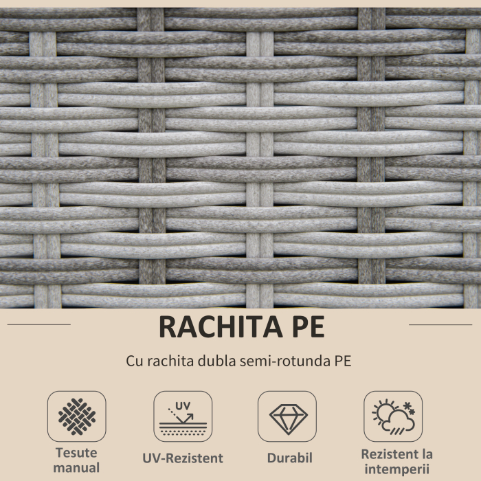  Living pentru gradina din Rattan PE din 8 Piese , Gri si Bej [5]