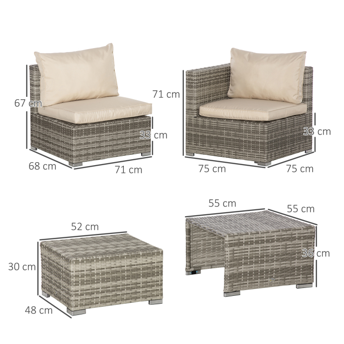  Living pentru gradina din Rattan PE din 8 Piese , Gri si Bej [3]