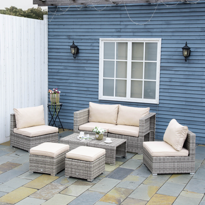  Living pentru gradina din Rattan PE din 8 Piese , Gri si Bej [2]