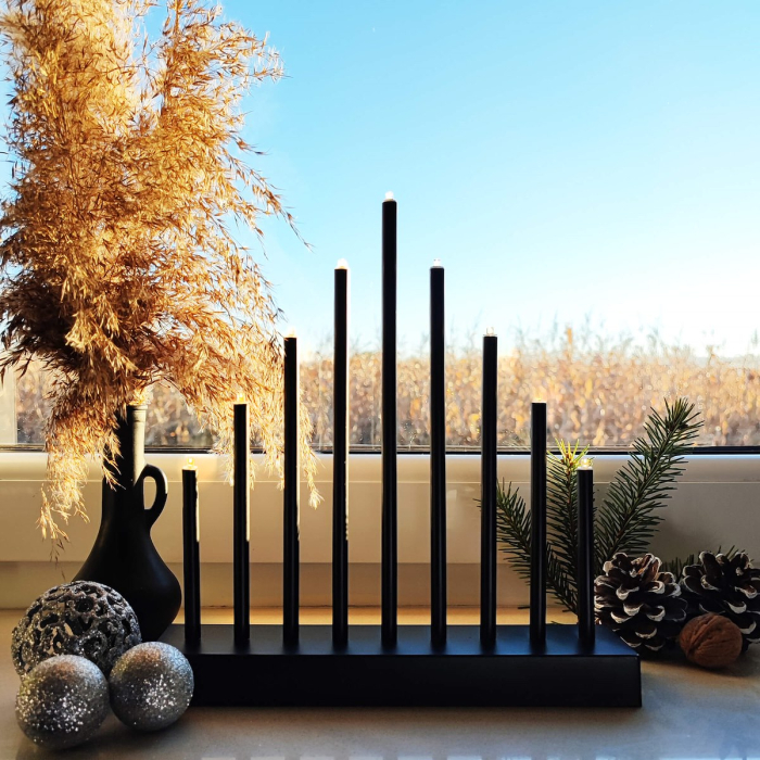 Lumanari decorative de Craciun, 9 becuri tip LED, culoare negru [3]