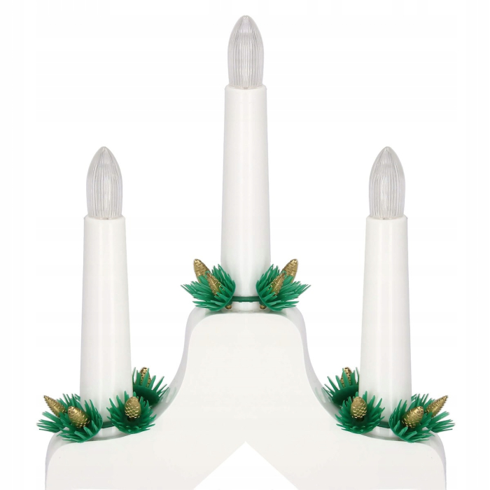 Lumanari decorative de Craciun, stand de lemn, 7 becuri tip LED, culoare alba [14]