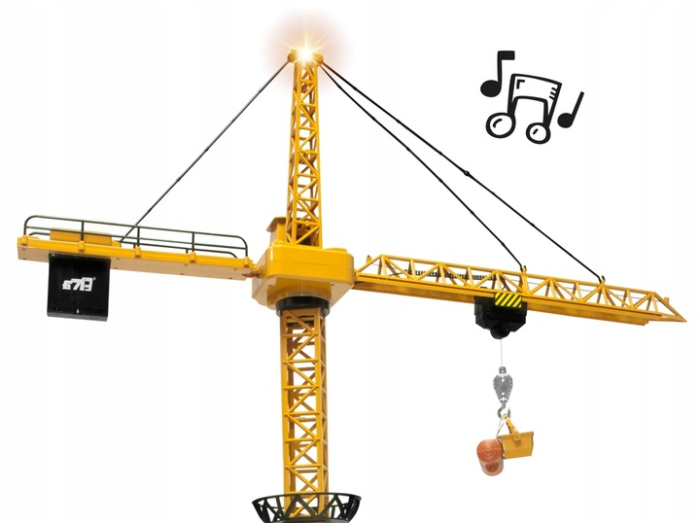 Macara telecomandata copii 128 cm lumini sunete accesorii, casca constructor inclusa, multicolor [7]
