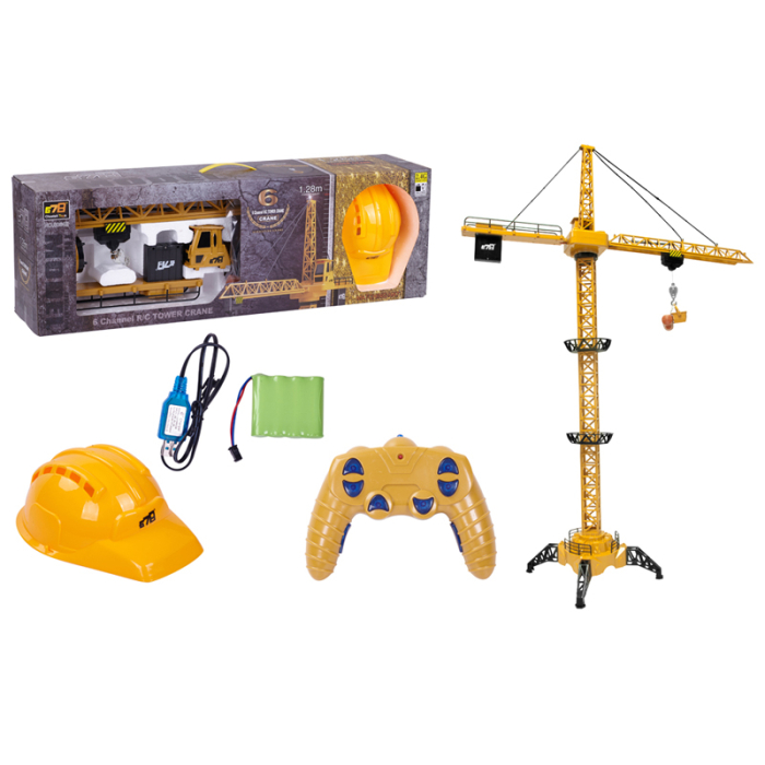 Macara telecomandata copii 128 cm lumini sunete accesorii, casca constructor inclusa, multicolor [3]