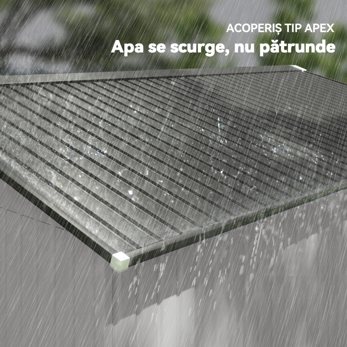  Magazie de Gradina 12,4 m² 340x386x200 cm cu Usi Glisante, Acoperis inclinat si 4 Guri de Aerisire, Alba [7]