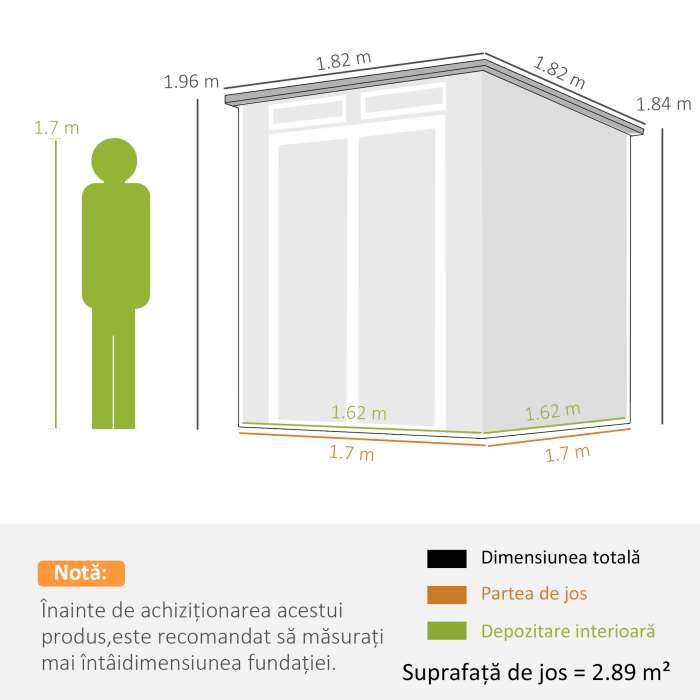  Magazie de Gradina 2.89m² din PP si Aluminiu cu Podea, Depozit Gradina cu Usi Duble cu incuietoare, Aerisiri, 3 Ferestre, Acoperis inclinat, Manusi, Gri inchis [3]