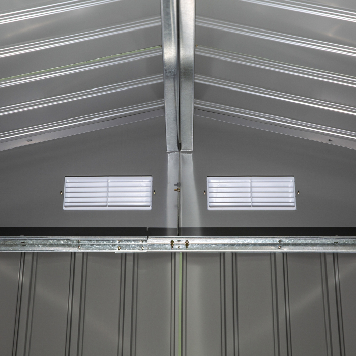  Magazie de gradina 277 x 195 x 192cm cu usi glisante duble, 4 orificii de aerisire, din otel durabil, verde [9]