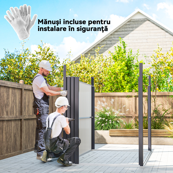  Magazie de Gradina cu Luminator Superior din Acril si Orificii de Drenaj, 162x259x201 cm, Gri inchis [8]