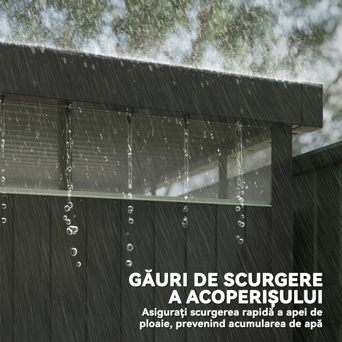  Magazie de Gradina cu Luminator Superior din Acril si Orificii de Drenaj, 162x259x201 cm, Gri inchis [6]