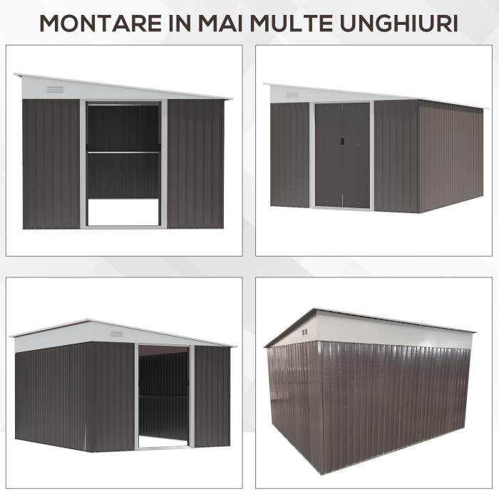  Magazie de Gradina cu Usa Glisanta din Otel Zincat Gri [7]