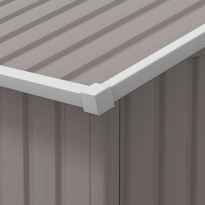  Magazie de Gradina cu Usi Duble Glisante si Acoperis Inclinat, Sopron de Gradina din Otel si PP, 3.4x4x2m, Gri [9]