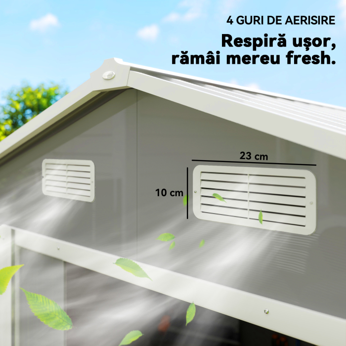  Magazie de Gradina, Suport pentru Unelte din Otel cu Usi Glisante si Orificii de Aerisire, 236x196x210cm, Maro [8]