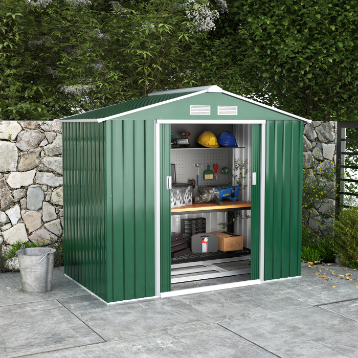  Magazie Gradina din Otel, culoare verde, dimensiuni 213×127×18 cm [2]