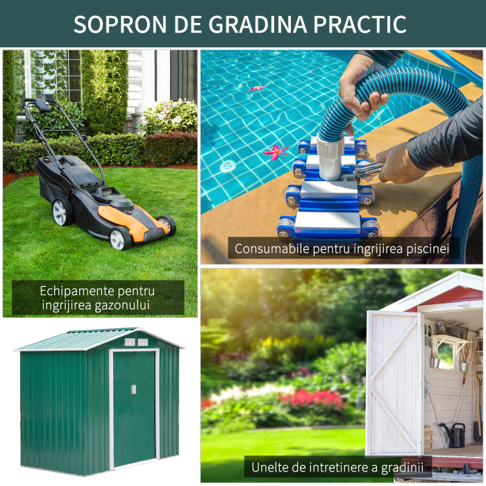  Magazie Gradina din Otel, culoare verde, dimensiuni 213×127×18 cm [6]