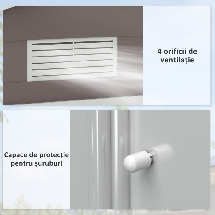  Magazie Gradina Metal cu Usi Glisante pentru Familie, 213x130x185 cm, Gri [8]