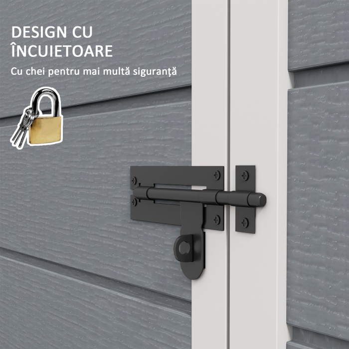  Magazie pentru Gradina 1.5 x 1 m, Magazie pentru Scule cu Usa care se Incuie, Fereastra si Ventilatie, Gri [7]